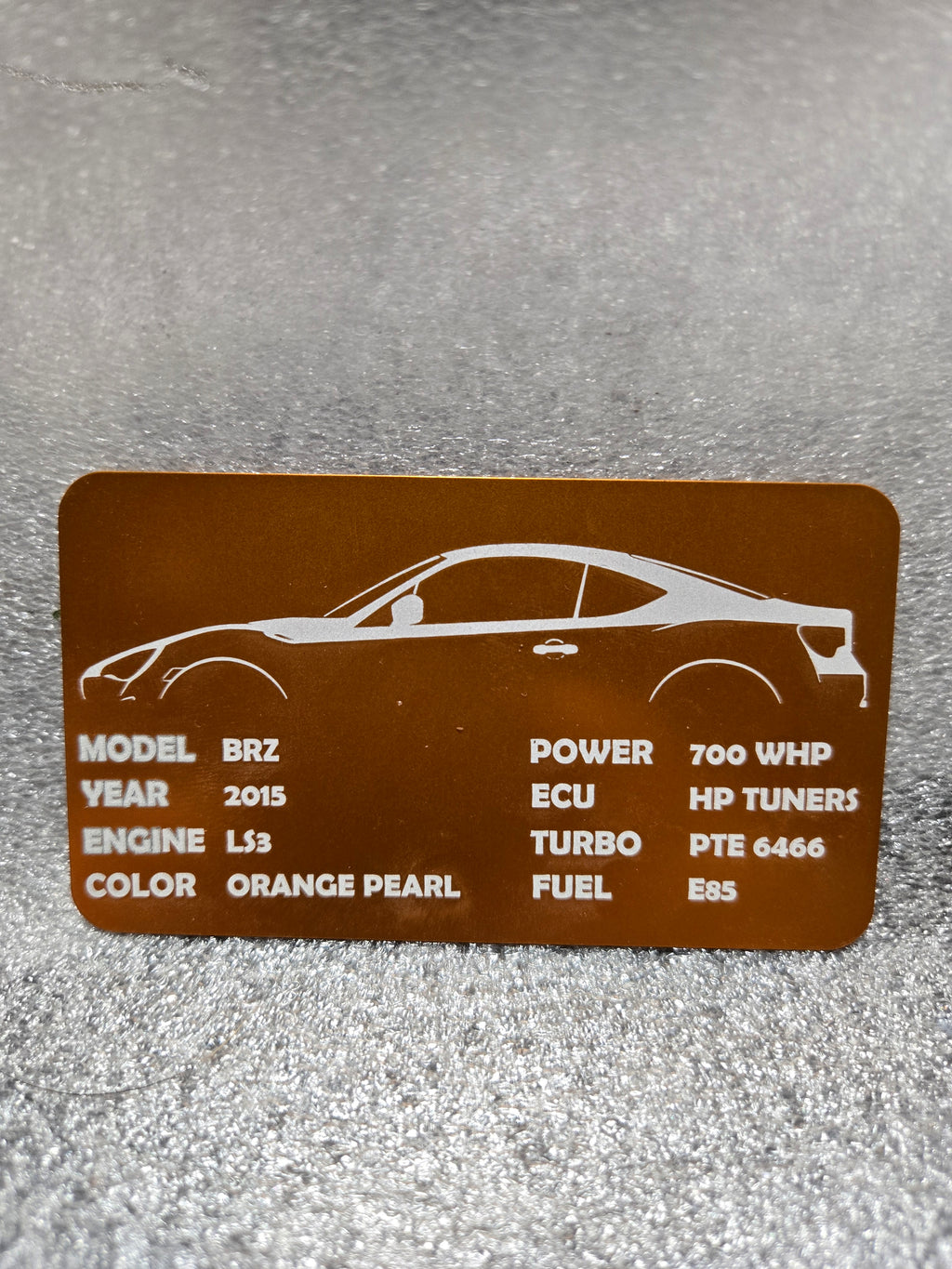 Subaru - Custom Anodized Aluminum VIN / Spec / Build badge plate