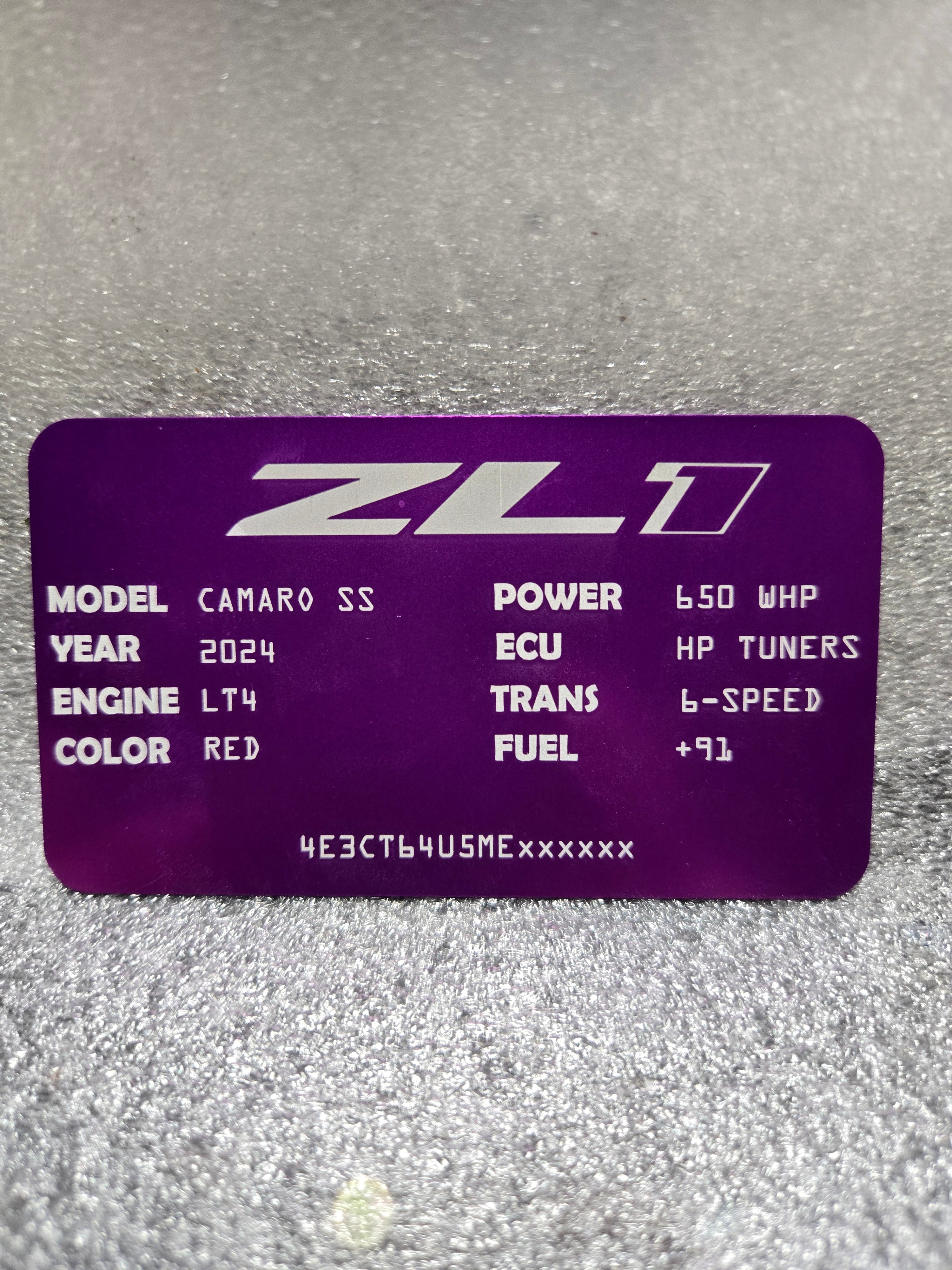 Custom Chevy Anodized Aluminum VIN / Build Spec Plate – Laser Engraved