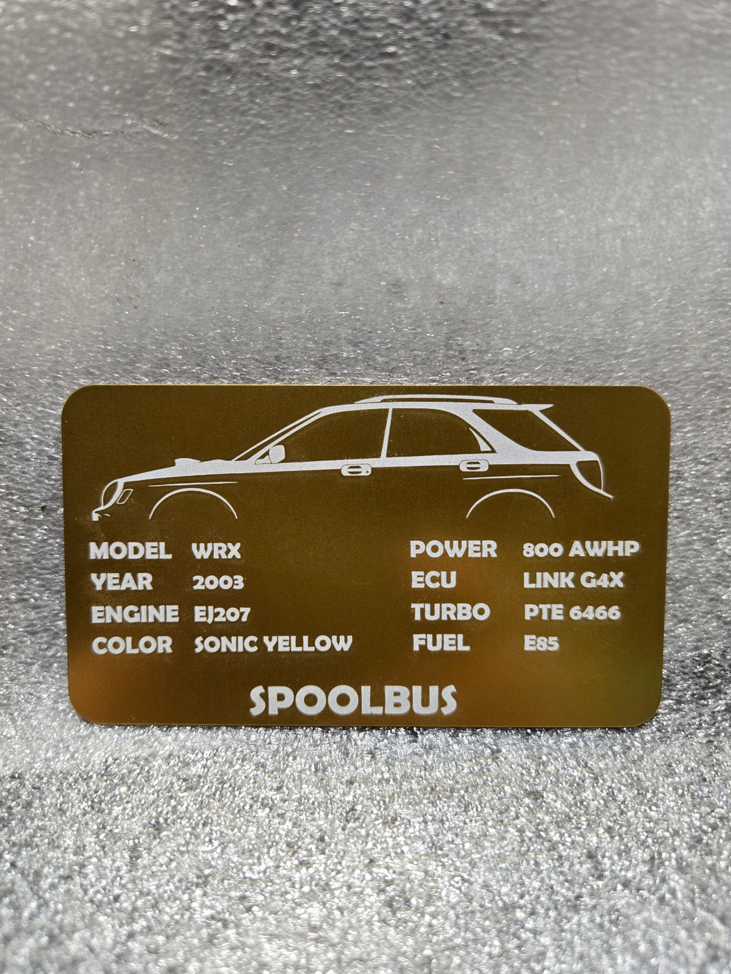 Subaru - Custom Anodized Aluminum VIN / Spec / Build badge plate