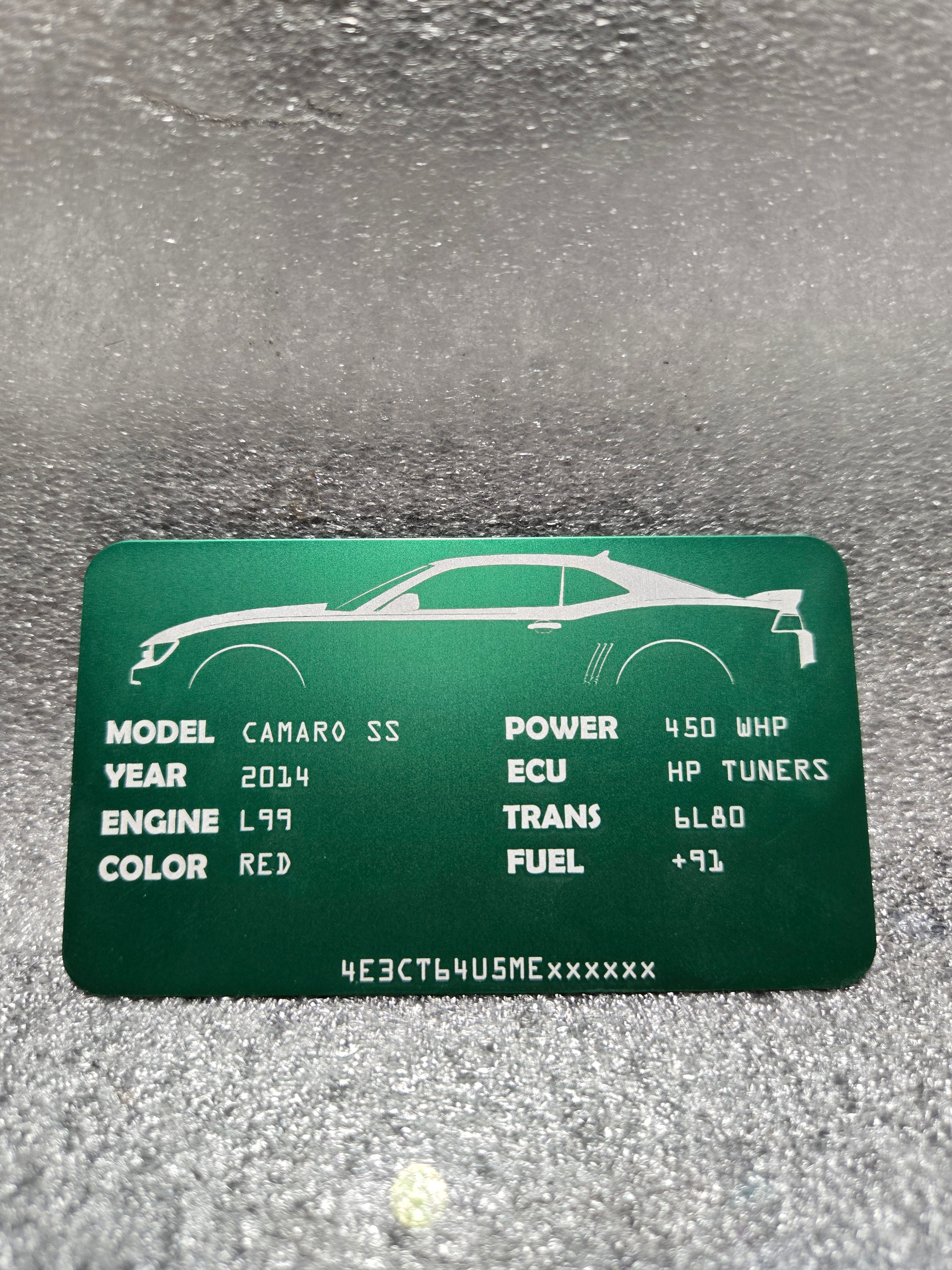 Custom Chevy Anodized Aluminum VIN / Build Spec Plate – Laser Engraved