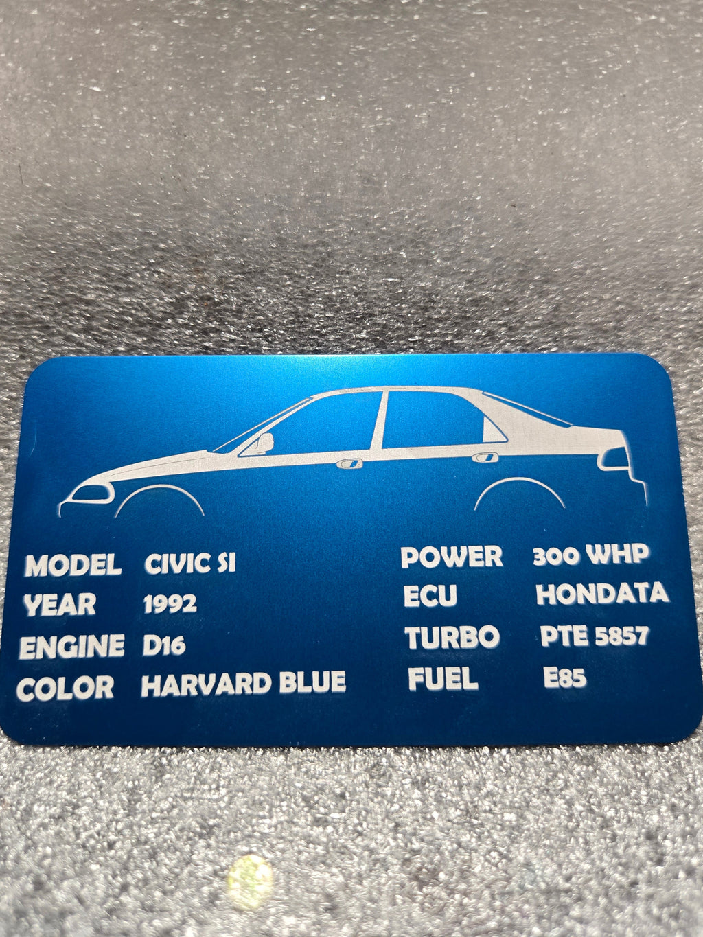 Honda- Custom Anodized Aluminum VIN / Spec / Build badge plate