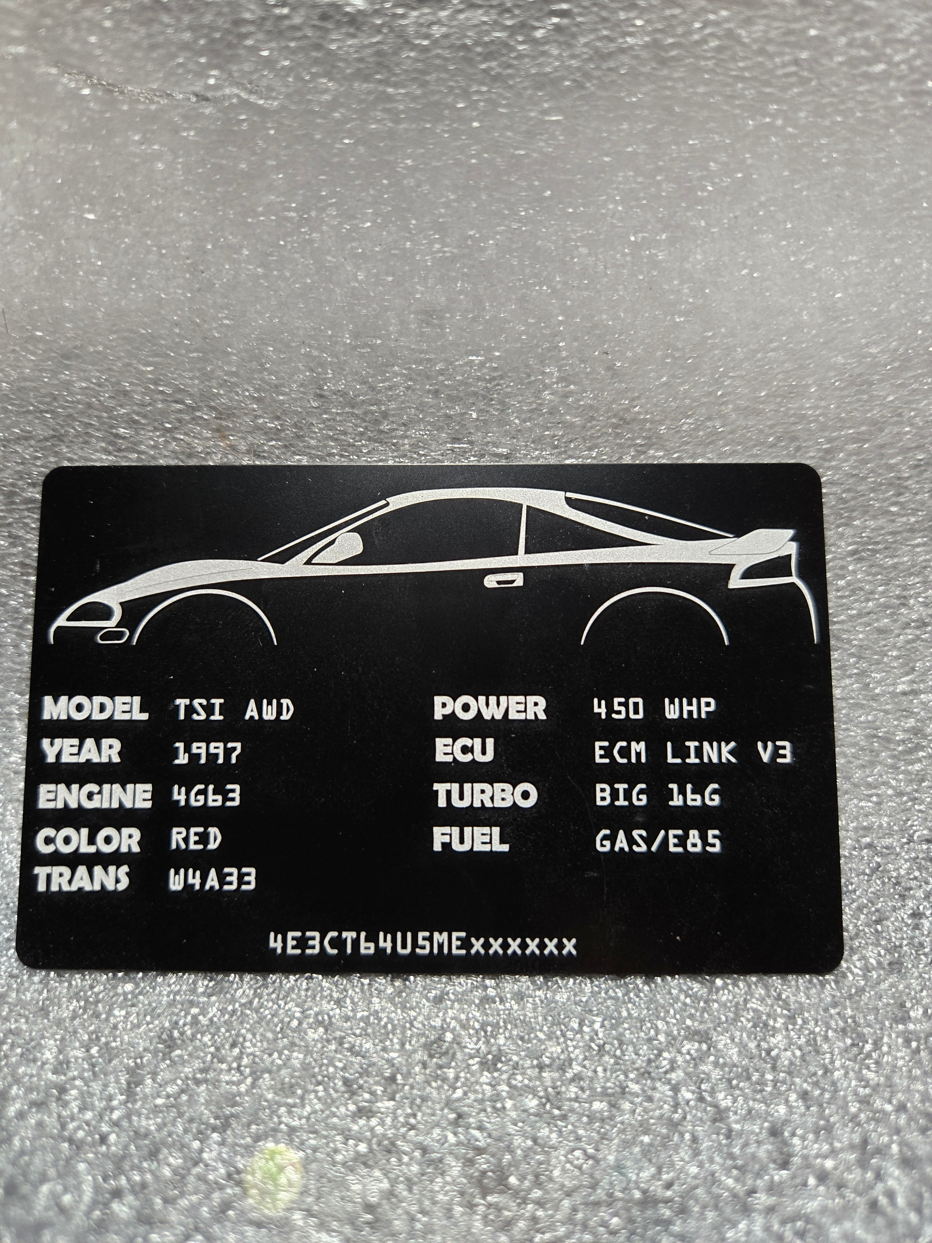 Custom Mitsubishi VIN / Spec Build Plate – Laser Engraved – Syn