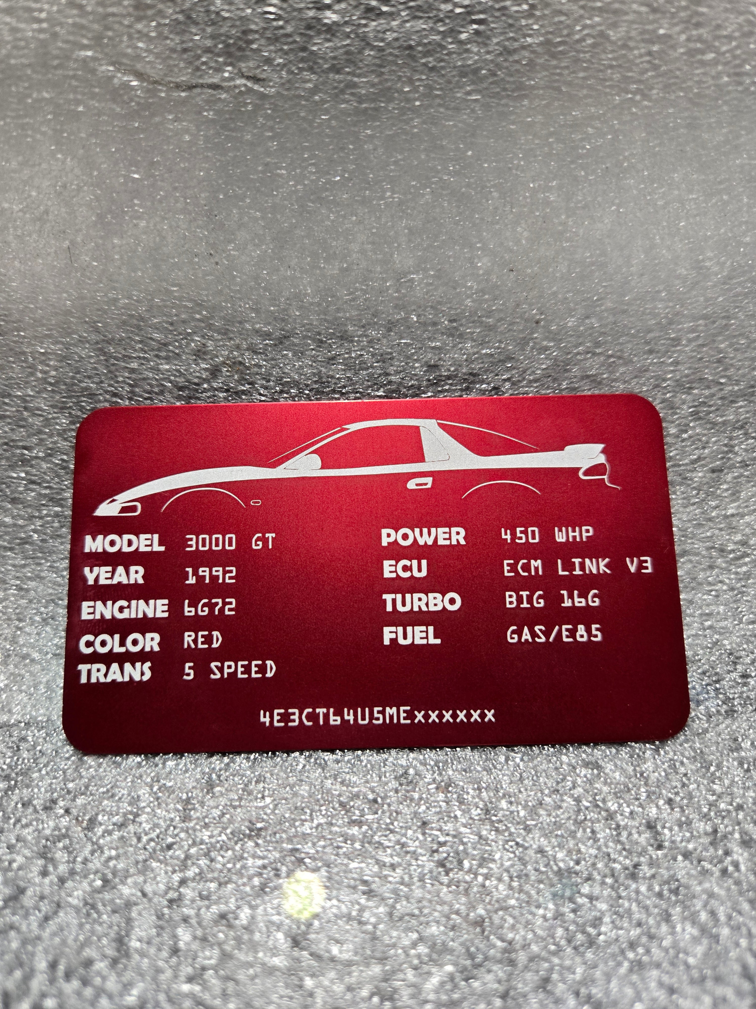 Custom Mitsubishi VIN / Spec Build Plate – Laser Engraved – Syn