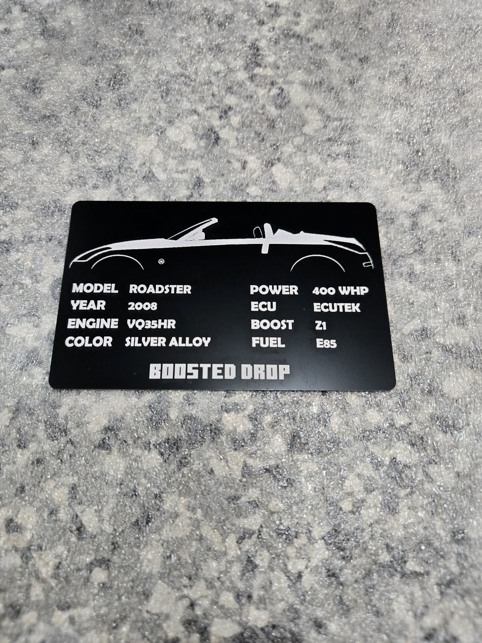 Nissan - Custom Anodized Aluminum VIN / Spec / Build badge plate