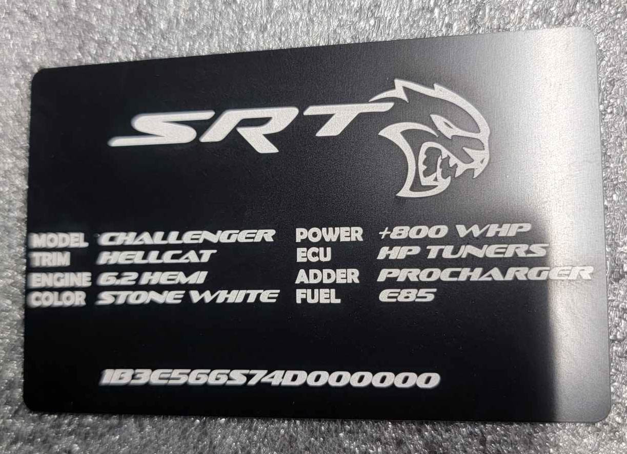 Custom Dodge Anodized Aluminum VIN Plate – Laser Engraved Build