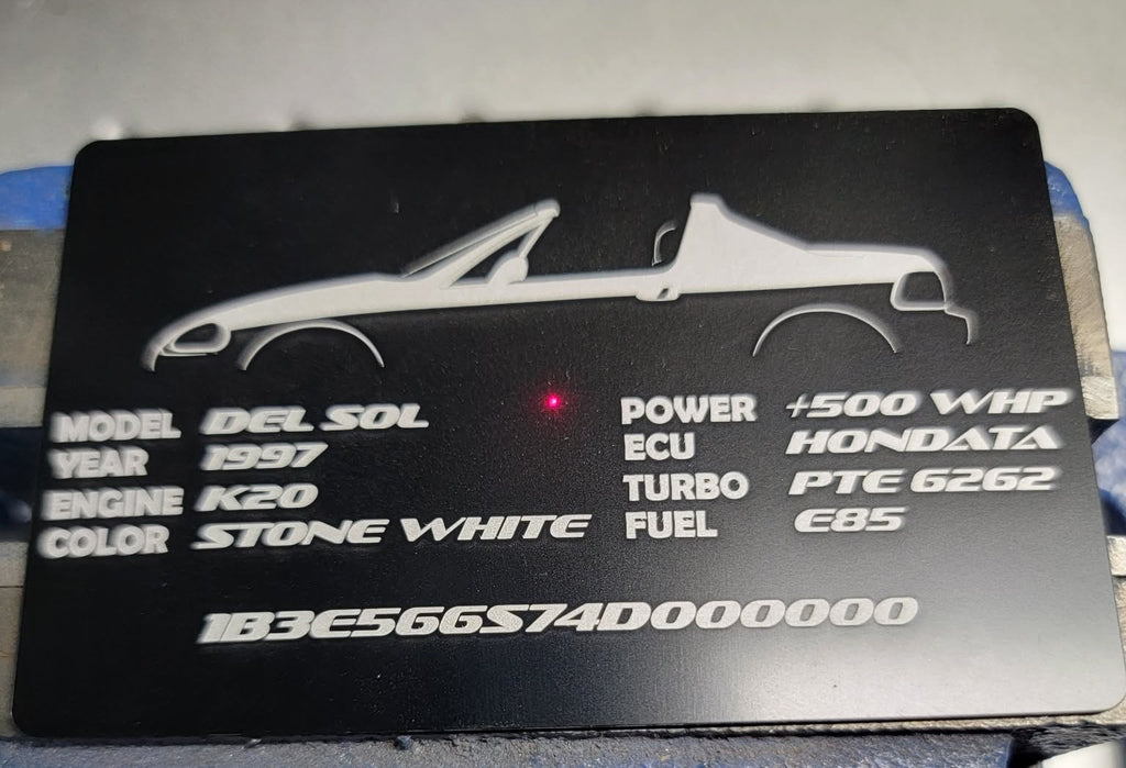Honda- Custom Anodized Aluminum VIN / Spec / Build badge plate