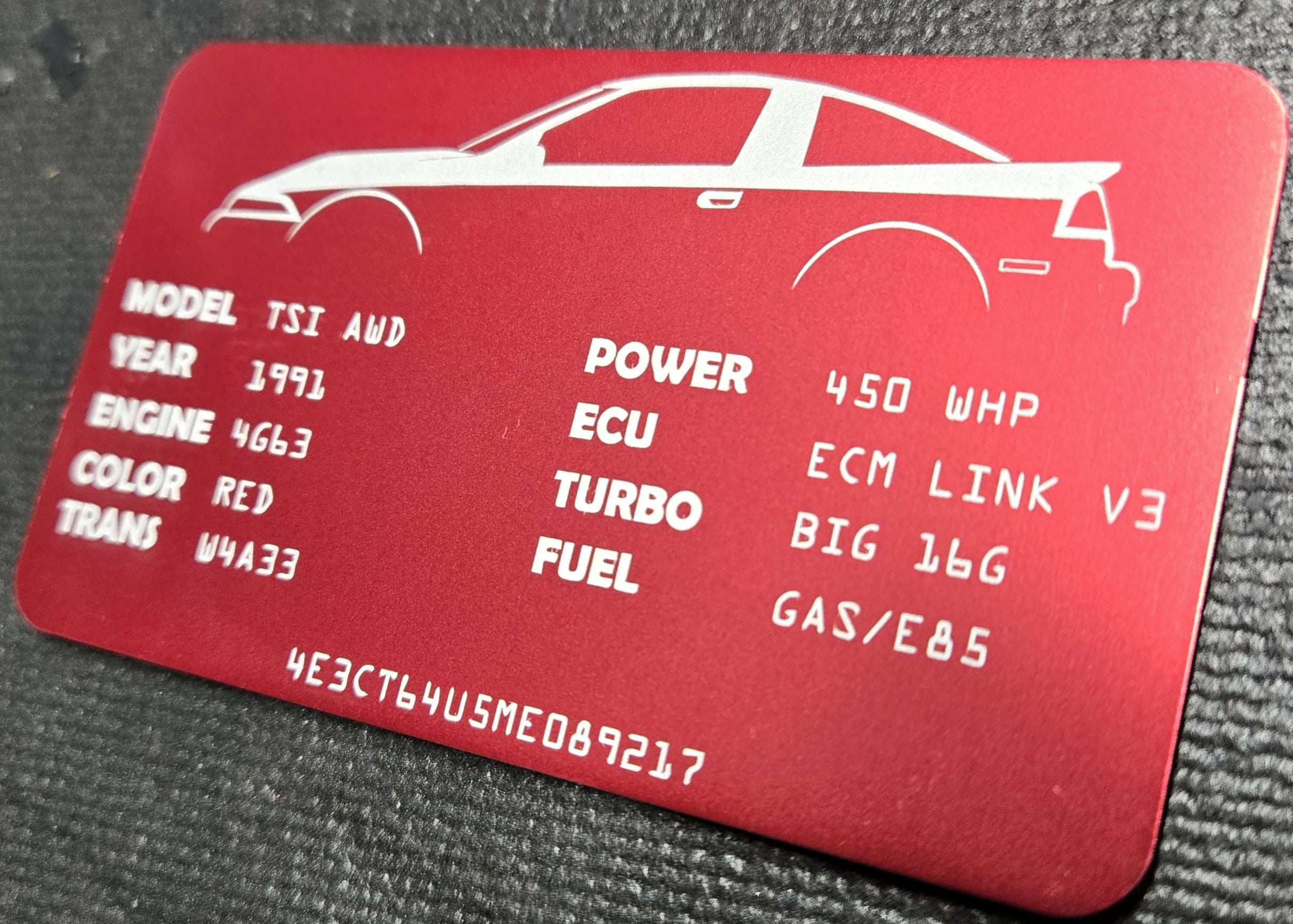 Custom Mitsubishi VIN / Spec Build Plate – Laser Engraved – Syn