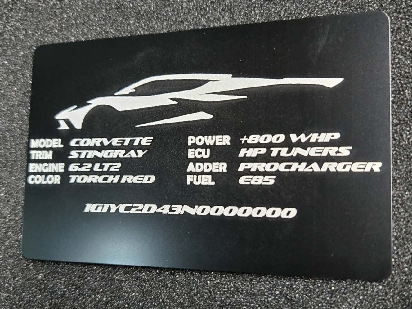 Custom Chevy Anodized Aluminum VIN / Build Spec Plate – Laser Engraved