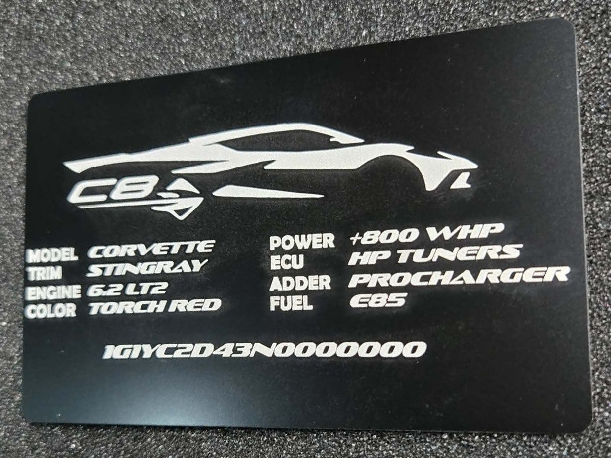 Custom Chevy Anodized Aluminum VIN / Build Spec Plate – Laser Engraved